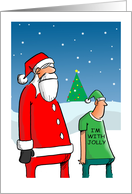 Christmas Card of Elf Wearing I’m With Jolly Shirt. card