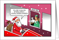 Christmas Card of Of Santa at Drive Thru card