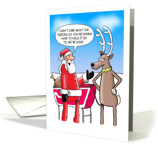 Santa with Reindeer That Has to Go to the Bathroom card (1876222)