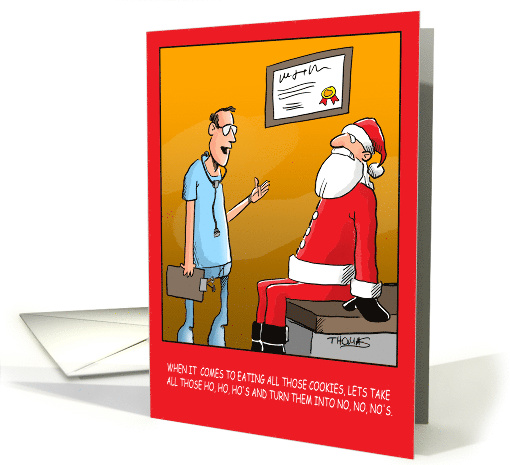 Santa getting check up with doctor. card (1876250)