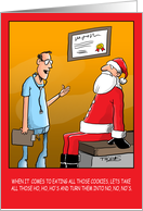 Santa getting check up with doctor. card