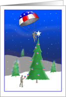 Patriotic Paratrooper Decorates Christmas Tree card