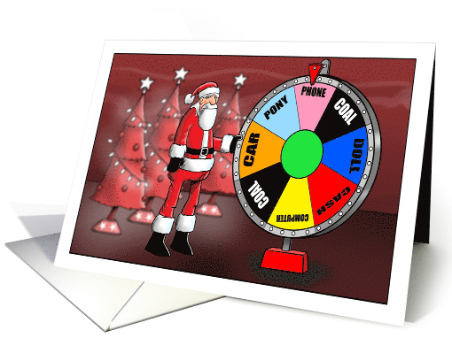 Santa Spinning a Gambling Wheel card (1883610)