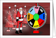 Santa Spinning a Gambling Wheel card