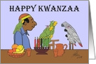 Oscar Melik and family celebrating Kwanzaa fruit and candles and wine card