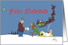 Oscar and Rex Sharing Cocoa with Felis Nabidad and Santa and Sleigh card