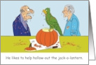 Oscar Likes to Help Hollow out the Jack o lantern Happy Halloween card