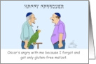 Happy Passover Oscar Is Angry Because Rex Got Only Gluten Free Matzot card