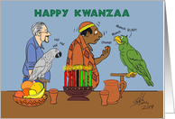 Oscar Rex Melik and Sherbet Celebrating Kwanzaa Oscar is Eating Meliks card