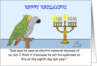 Happy Hanukkah Oscar Says That Dad Uses An Electric Menorah For Safety card