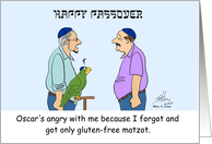 Happy Passover Oscar Is Angry Because Rex Got Only Gluten Free Matzot card