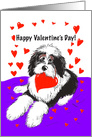 Valentines Card For Sweetheart With a Fluffy Puppy Holding a Heart. card