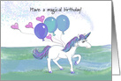 Unicorn With Balloons Wishes a Magical Birthday card