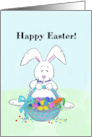 Easter Card For Kids With Bunny Holding a Basket of Goodies card