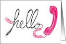 Hello Card With Pink Retro Phone For Friend card