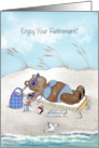 Retirement Card For Her With Bear Relaxing on the Beach card