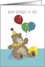 Birthday Card for Kids With Bear Holding Balloons card