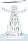 Happy Wedding Day Festive Cake With Pennants card