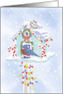 Christmas Bluebird With His Decorated Birdhouse card