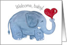 Welcome Baby With Elephant Blowing Heart Bubble card