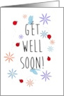 Get Well Card With Retro Flowers, Ladybugs, and Butterflies card