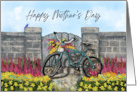 Mother’s Day From Husband With Bicycle and Bouquet of Colorful Flowers card