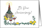 Anniversary Card With Italian Theme Candle Lemons and Wine card