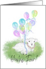 Little Lamb with Balloons 4th Birthday and God’s Blessing from Me card