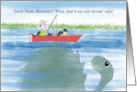 Father’s Day Card Father and Son Fishing Above the Loch Ness Monster card