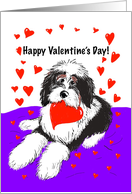 Valentines Card For Sweetheart With a Fluffy Puppy Holding a Heart. card