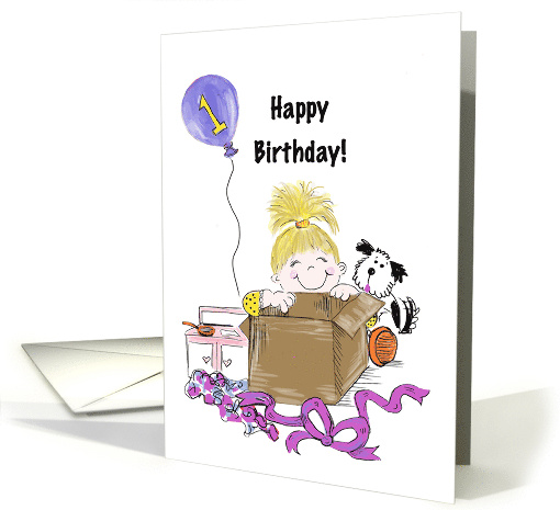 Happy First Birthday for Blonde Haired Girl card (1637912)