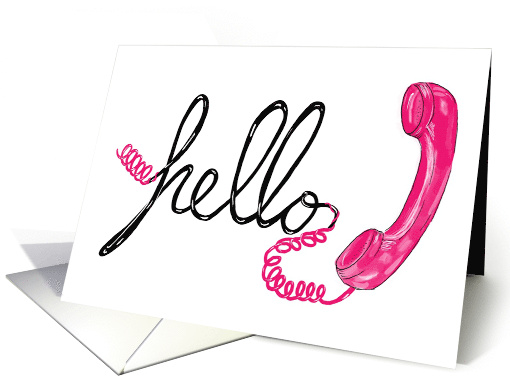 Hello Card With Pink Retro Phone For Friend card (1694582)
