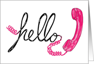 Hello Card With Pink Retro Phone For Friend card