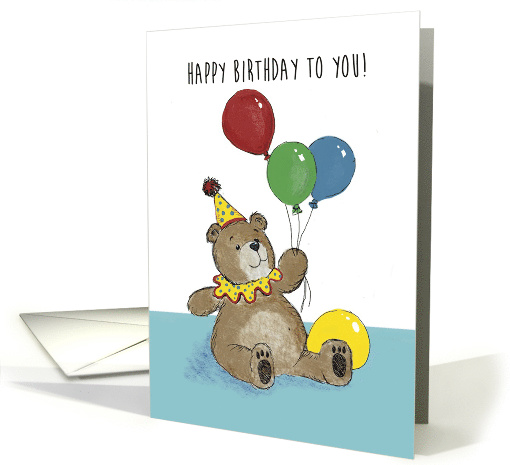 Birthday Card for Kids With Bear Holding Balloons card (1694876)