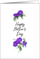 For Mom Happy Mothers Day with Purple Morning Glories card
