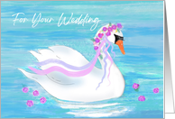 Wedding Blessing and Congrats Card With Swan on the Water card