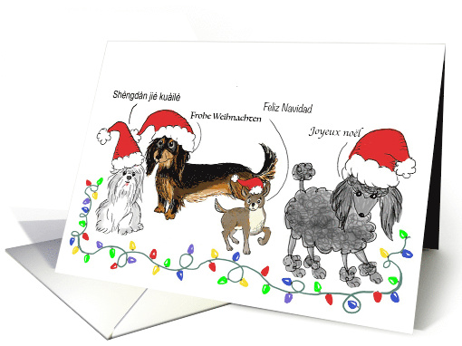 Christmas Card With Dogs Say Merry Christmas in Different... (1758588)