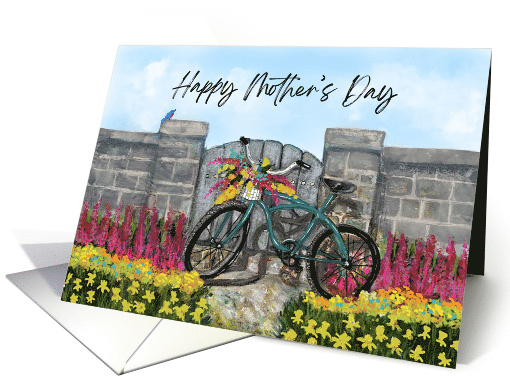 Mother's Day Bicycle Basket Bouquet of Colorful Flowers card (1761638)