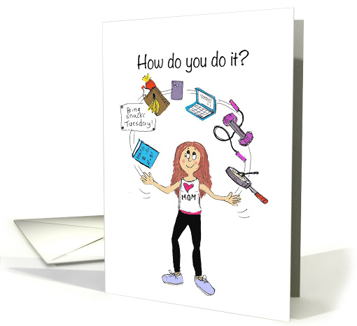 Mother's Day For Redhead Mom Superhero Juggling A Lot of Jobs card
