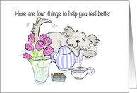 Get Well With Flowers Chocolate Tea and Dog card