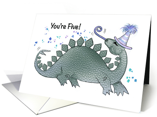 Fifth Birthday With Dinosaur Wearing Party Hat and... (1886144)