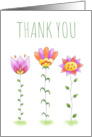 Thank You with Colorful Cute Watercolor Folk Art Flowers card
