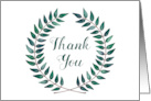 Thank You with Elegant Minimal Green and White Watercolor Wreath card