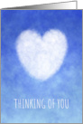 Thinking of You with Calm White Cloud Heart on Blue Sky Background card