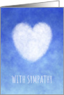 With Sympathy Peaceful White Cloud Heart on Soft Blue Sky Background card