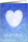Congratulations with White Cloud Heart on Blue Sky card