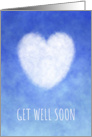 Get Well Soon with Tranquil Blue and White Cloud Heart card