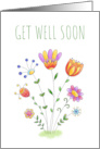 Get Well Soon with Cute Colorful and Simple Watercolor Flowers card