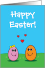 Happy Easter with Cute and Simple Cartoon Egg Couple card