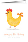 Happy Birthday Still a Spring Chicken with Cute Yellow Cartoon Rooster card